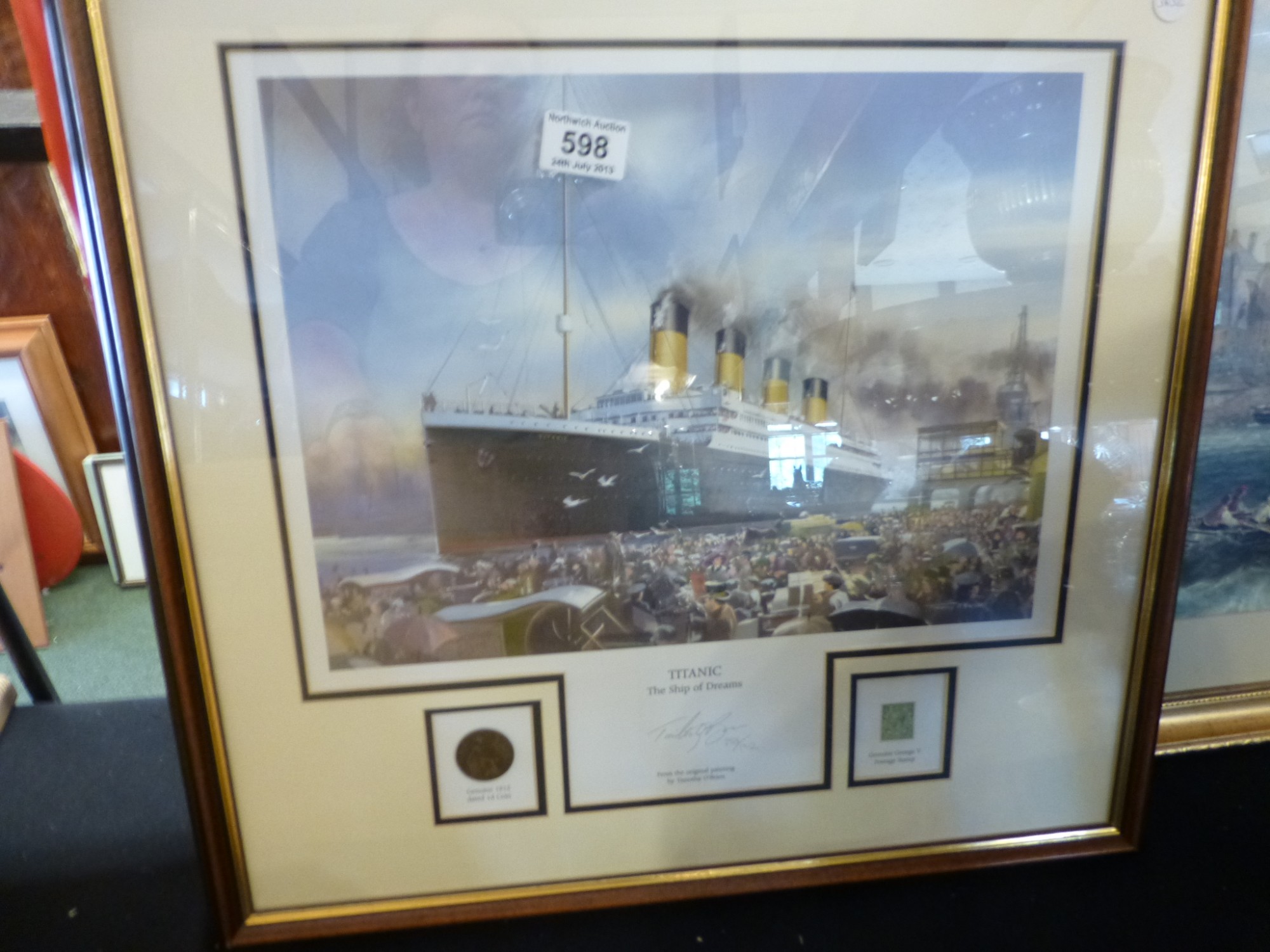 Titanic picture, stamp and coin