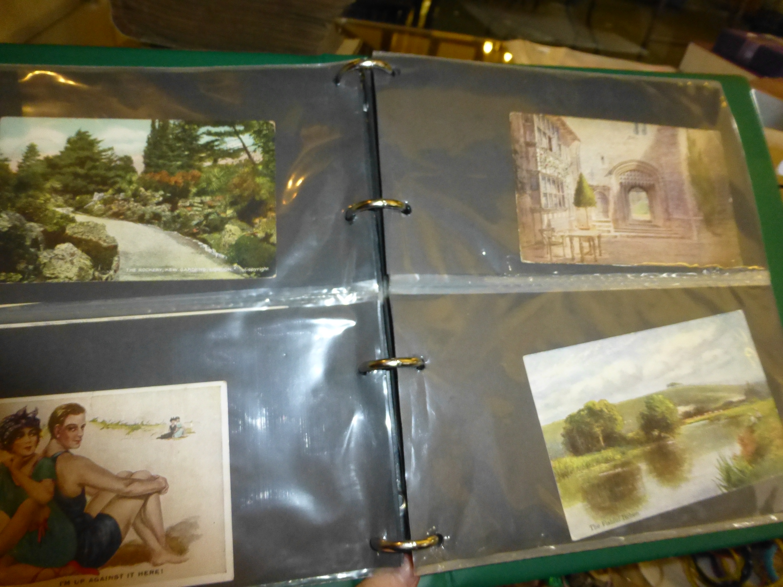 Two albums of vintage postcards
