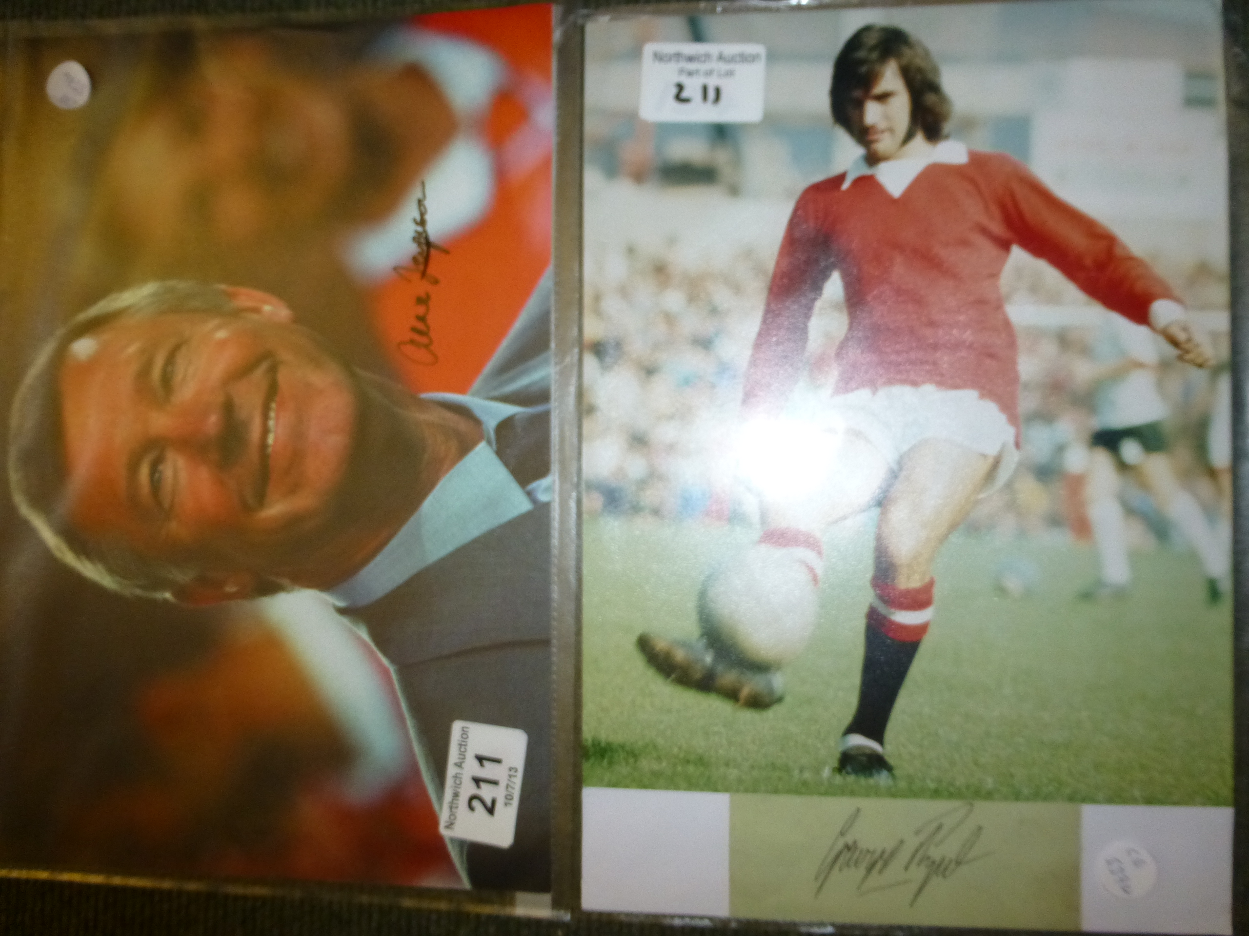 George Best signature with photo and Alex Ferguson signed photo