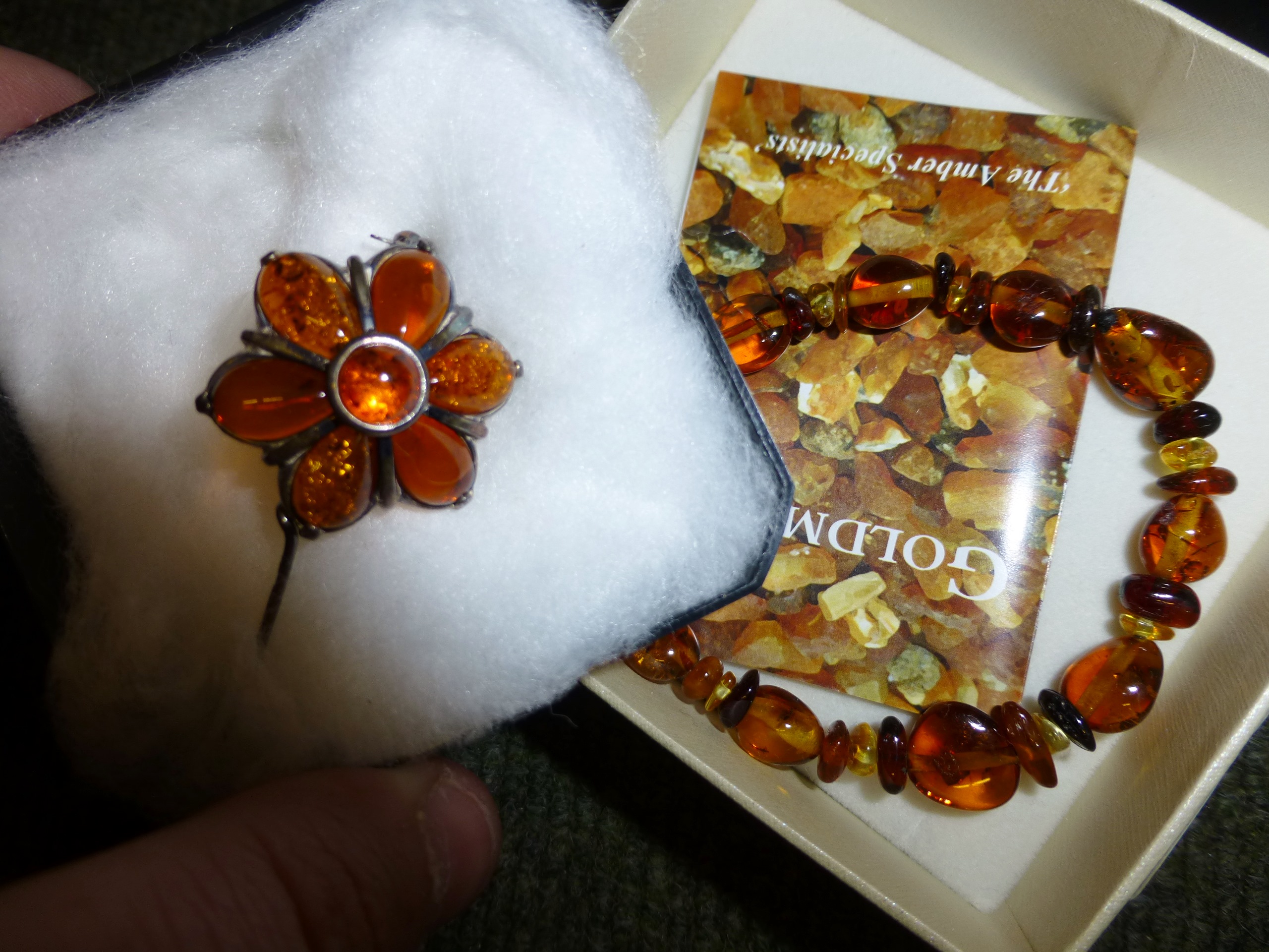 Two pieces of amber jewellery