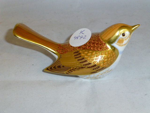 Royal Crown Derby sparrow with gold stopper