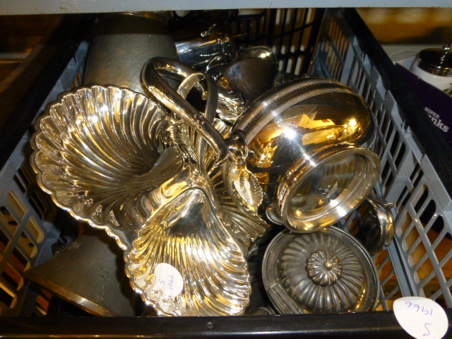 Box of silver plated items