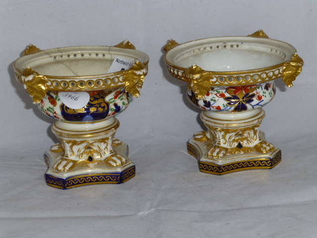 Pair of Royal Crown Derby sweetmeat dishes, one a/f