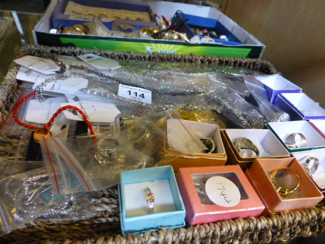 Box and basket of costume jewellery