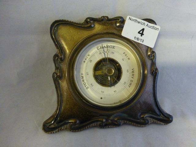 Hallmarked silver faced barometer, Chester 1905