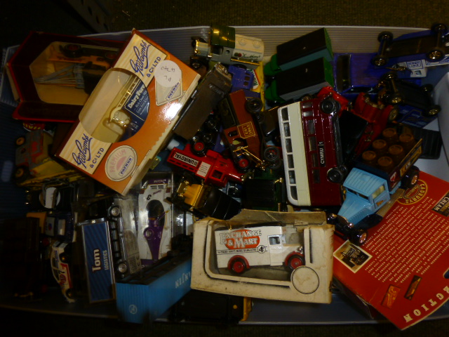 Box of diecast vehicles