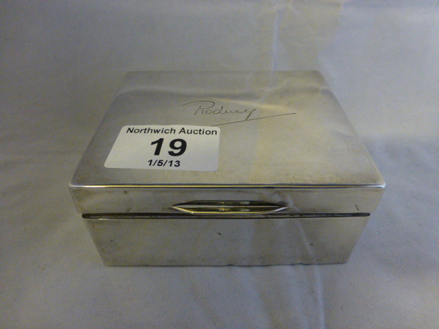 Silver cigarette box with cedar lining, 1923