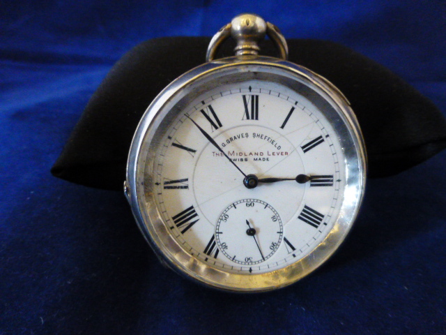 935 Silver J.G Graves The Midland Lever pocket watch