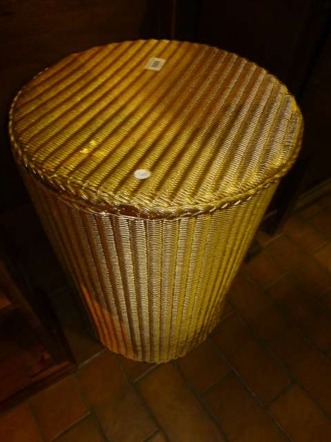 Gold Lloyd Loom cylindrical basket