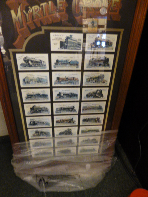 Taddy & Co framed cigarette cards and railway photographs