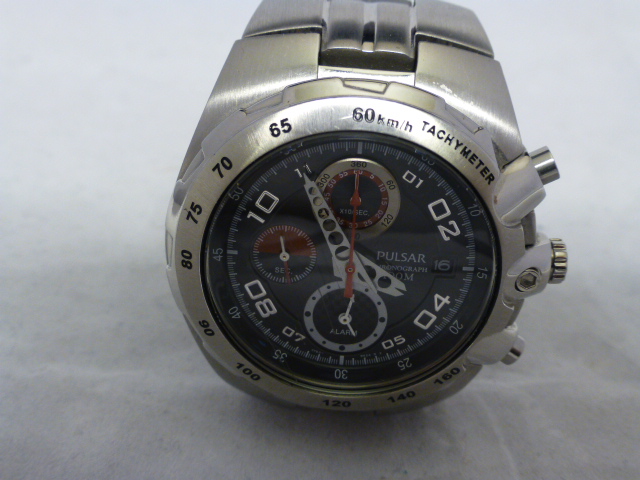 Pulsar gents chronograph watch, silver, good working order