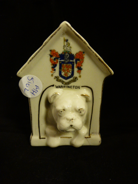 Shelley crested ware bulldog in kennel, for Warrington