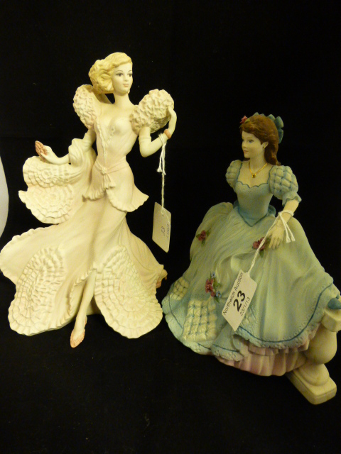 Two Coalport figurines Age of Elegance on the Balcony and Katie - Romantic Voyages