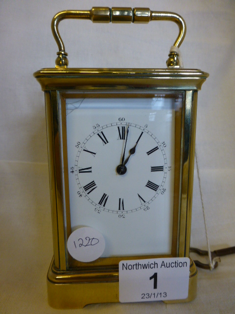 French brass cased striking carriage clock