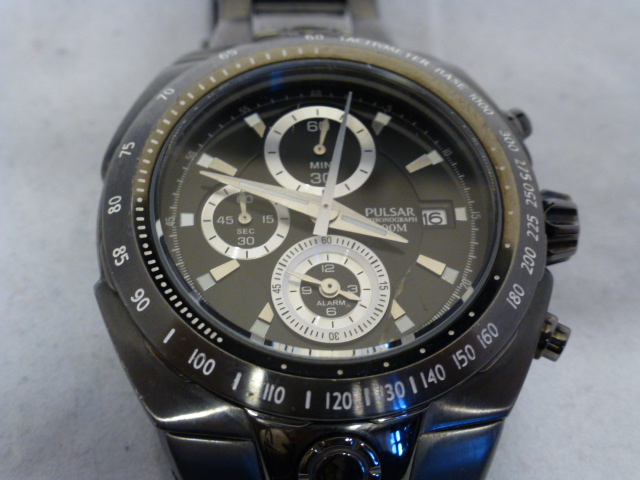 Pulsar gents chronograph watch, black, good working order