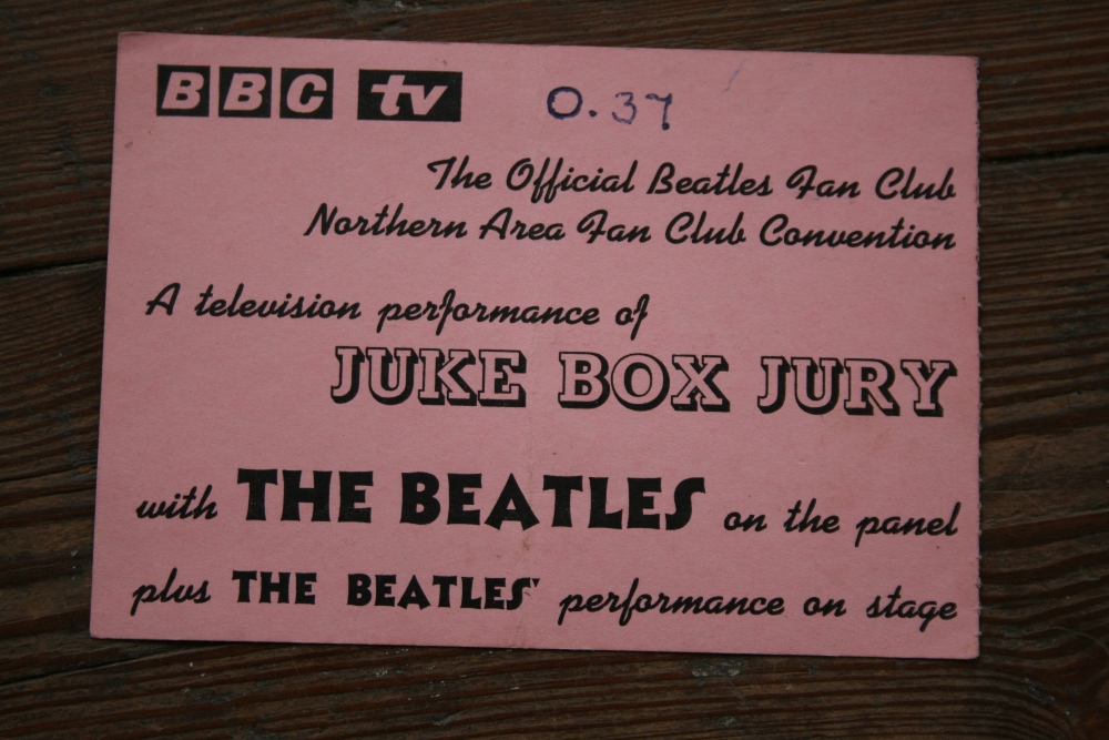 TICKETS - ticket to the Beatles' Fan Club Northern Area Fan Club Convention hosted by BBCtv.  The