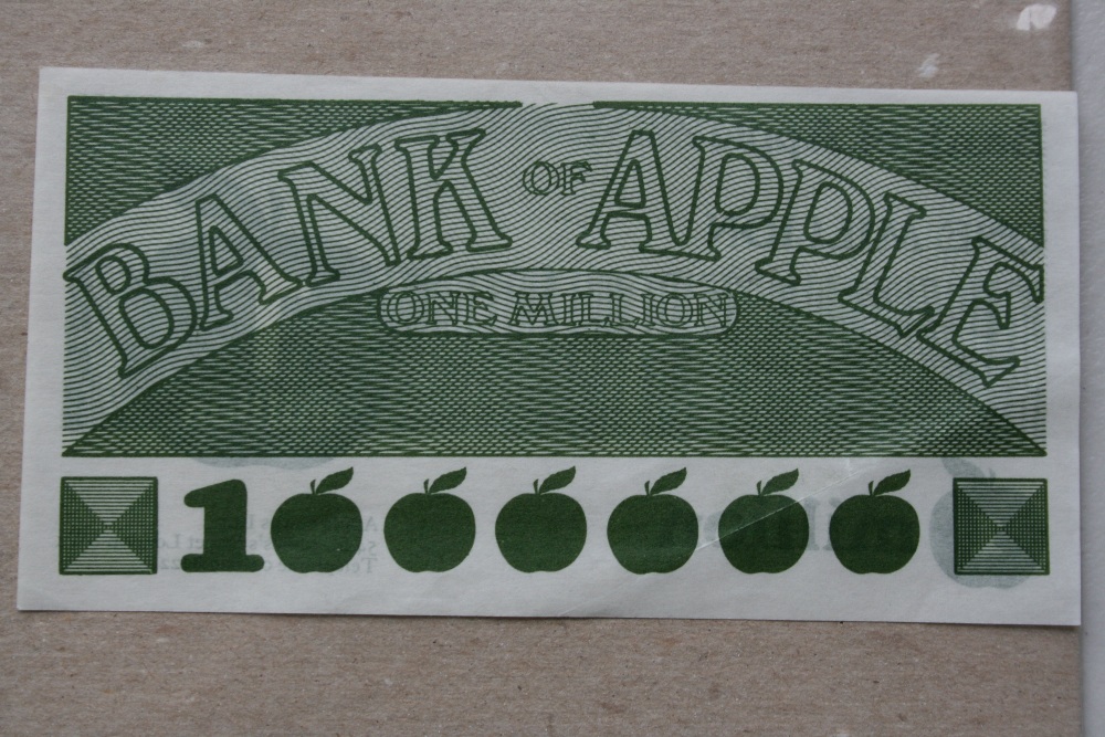 BEATLES / APPLE RECORDS - Bank of Apple promotional 1 Million Pound Note.  Apple Corps Ltd address