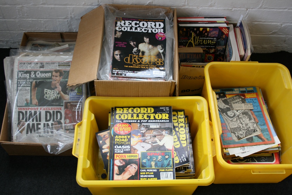 NEWSPAPERS - large collection of 5 boxes of newspapers, books & magazines to include Melody