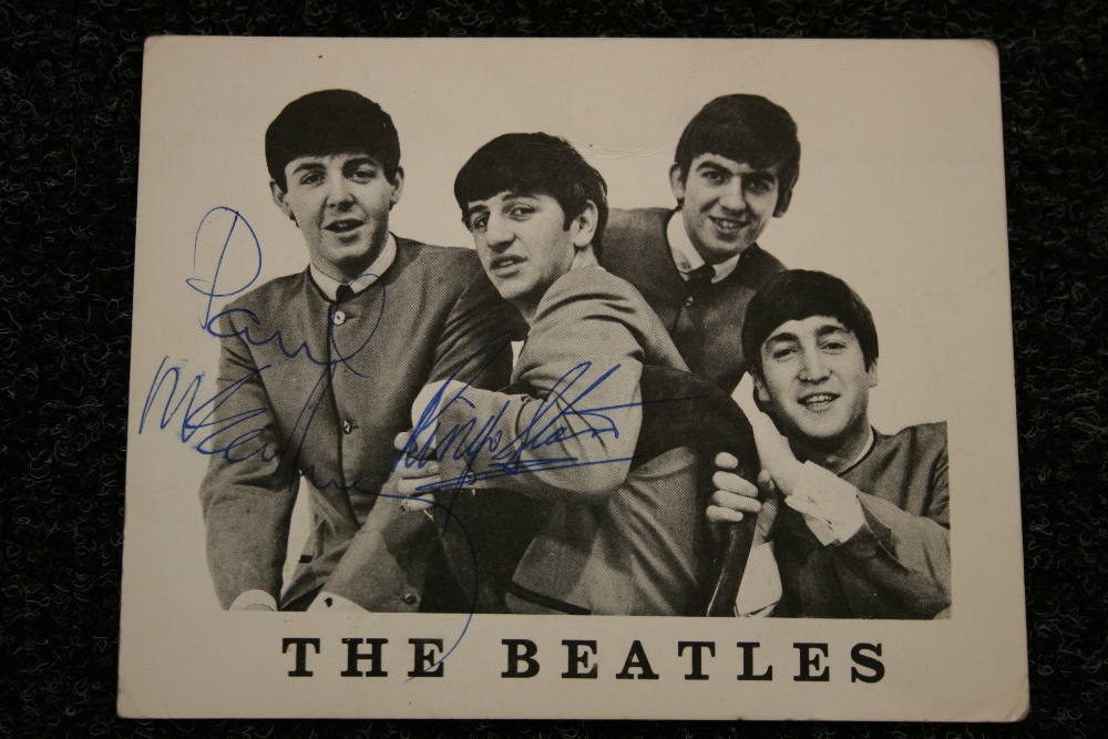 THE BEATLES - The Beatles' Fan Club post card signed on the front by Paul and Ringo.  The postcard