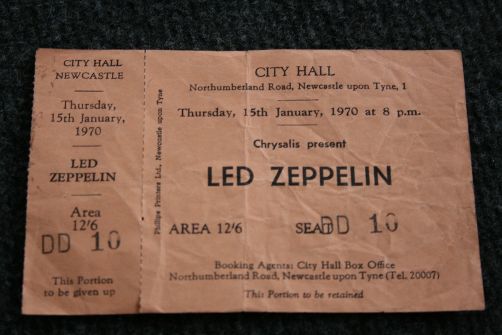 LED ZEPPELIN TICKET - unused ticket in very good condition from their performance at the Newcastle