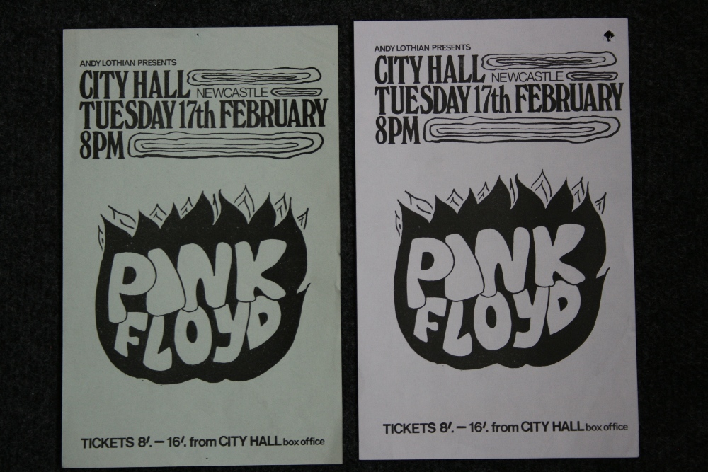 PINK FLOYD - two flyers / handbills (one white, one blue) for their performance at the City Hall,