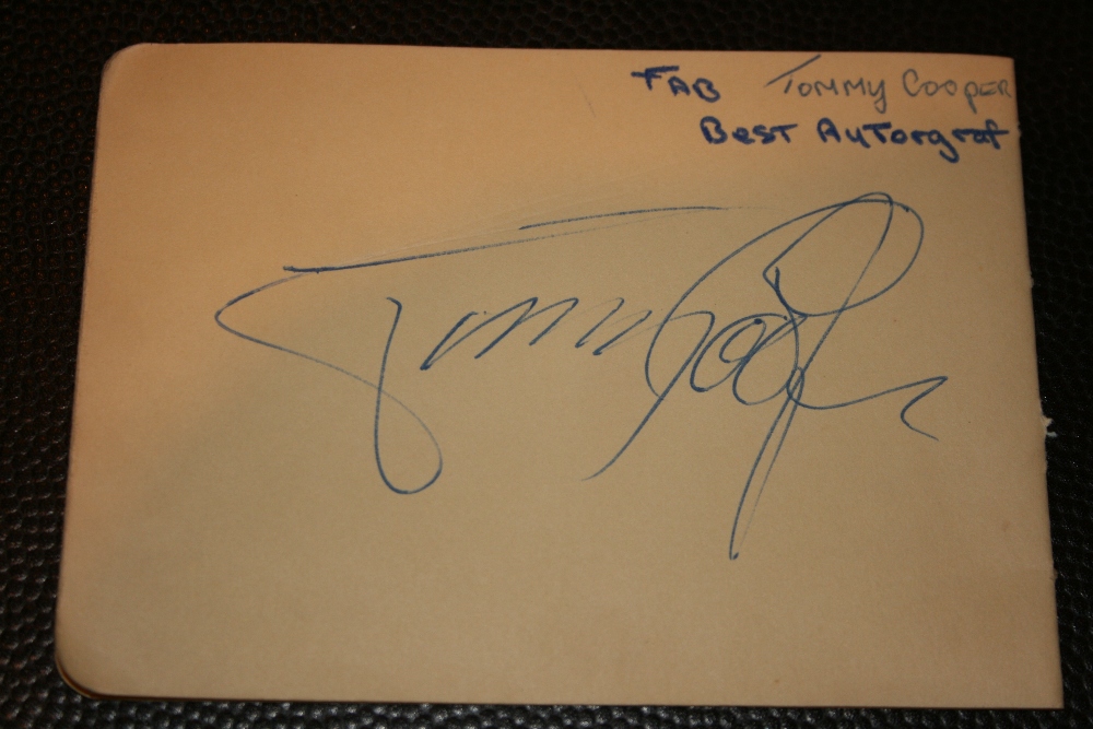 TOMMY COOPER - nice and clear autograph book page signed by the late, great comedian Tommy Cooper.