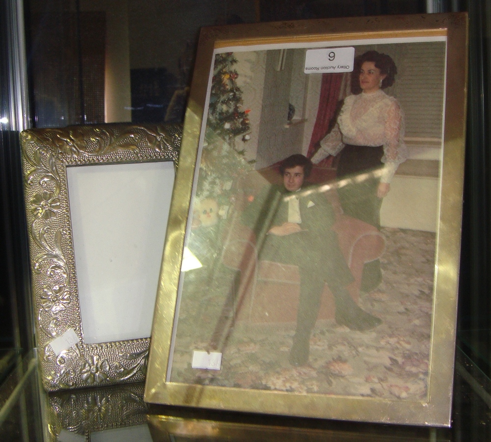 Large silver photograph frame Birm. 1938 and a Lisbeth Dahl embossed silver metal photograph