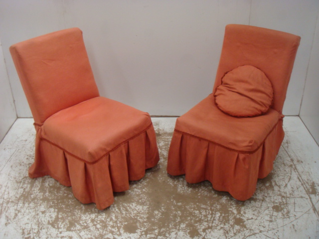 Pair of Loose Covered Side Chairs in Terracotta
