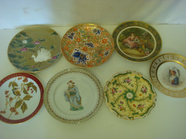 Hand Decorated & Gilded Victorian Derby Plate & Six Others