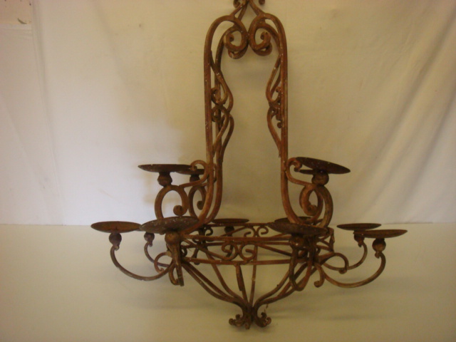 Hand Worked Wrought Iron Two Tier Candle Chandeliers