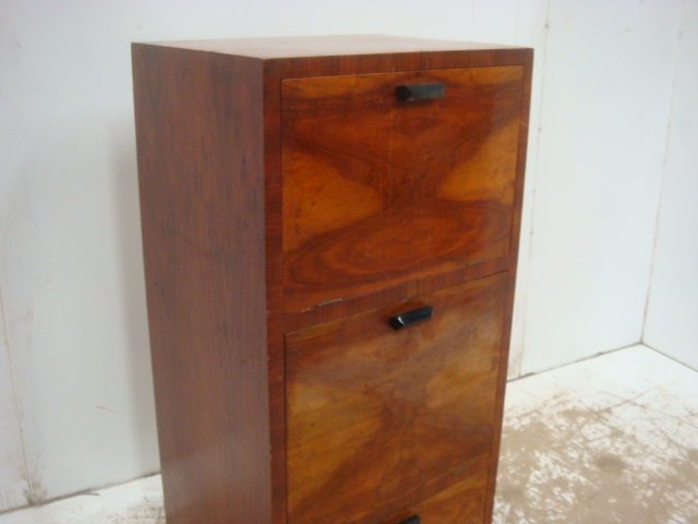 Art Deco Flame Walnut Drop Down Front Cabinet/Bureau