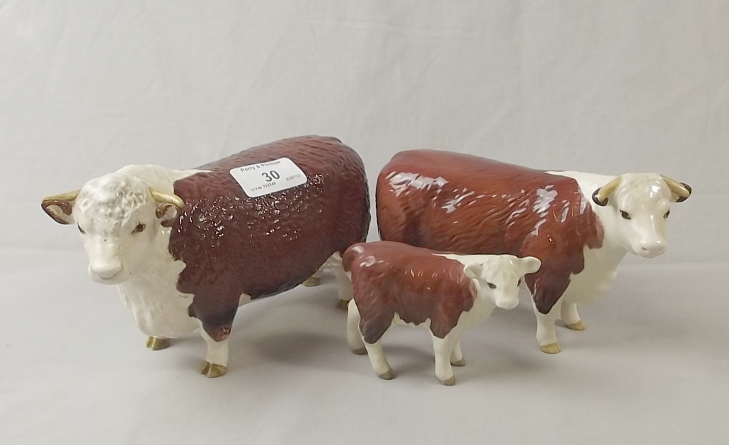 Hereford Bull, Cow and Calf models 1363, 1360, 1827c