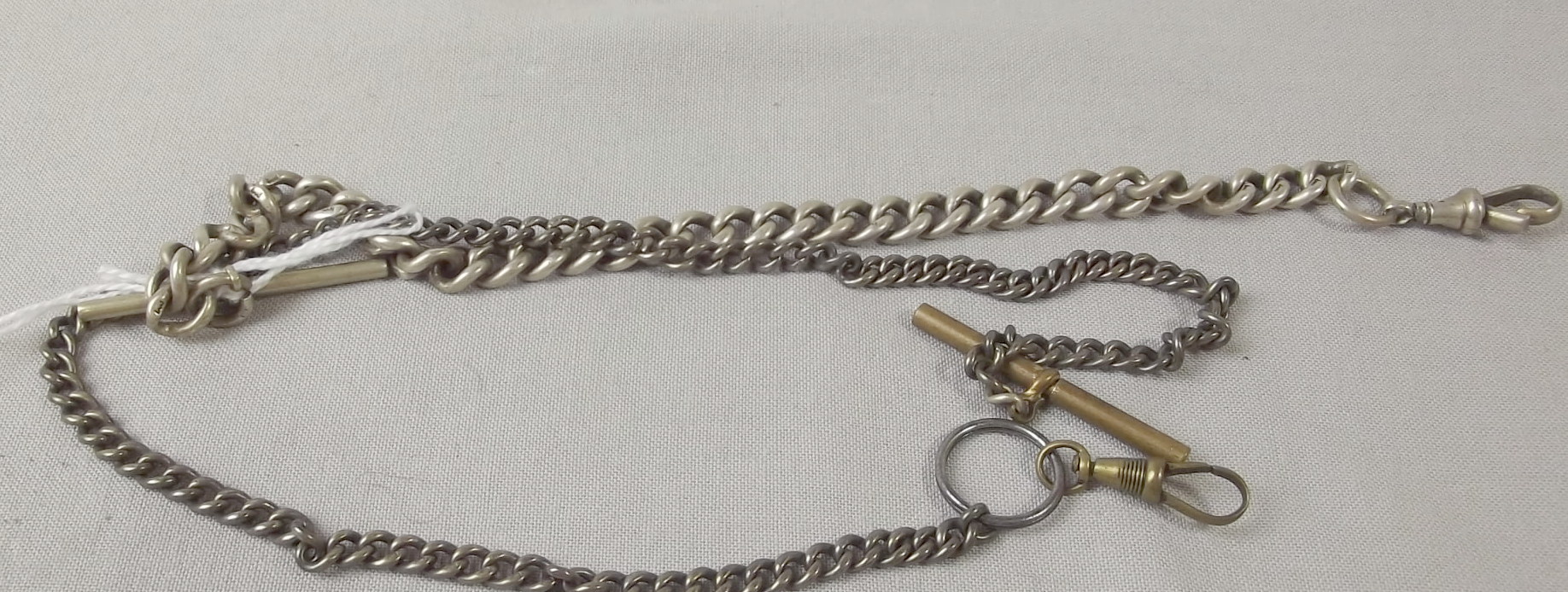 Two Hammered Silver Watch Chains