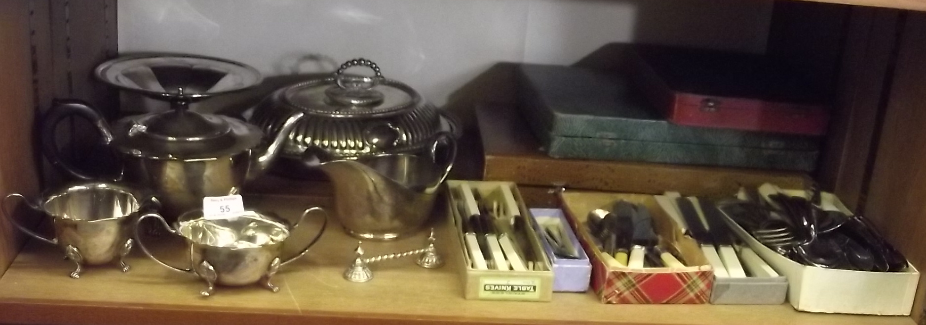 Silver Plated Tea Set and a Quantity of Cutlery Sets