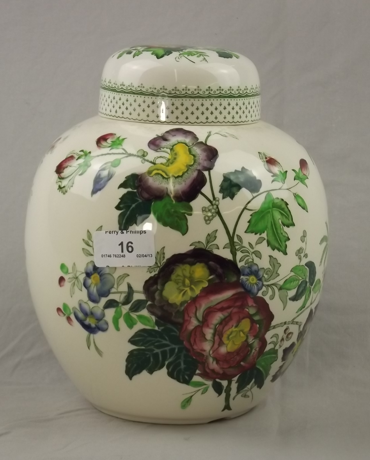 Large Masons Ginger Jar and Cover (chip to base).