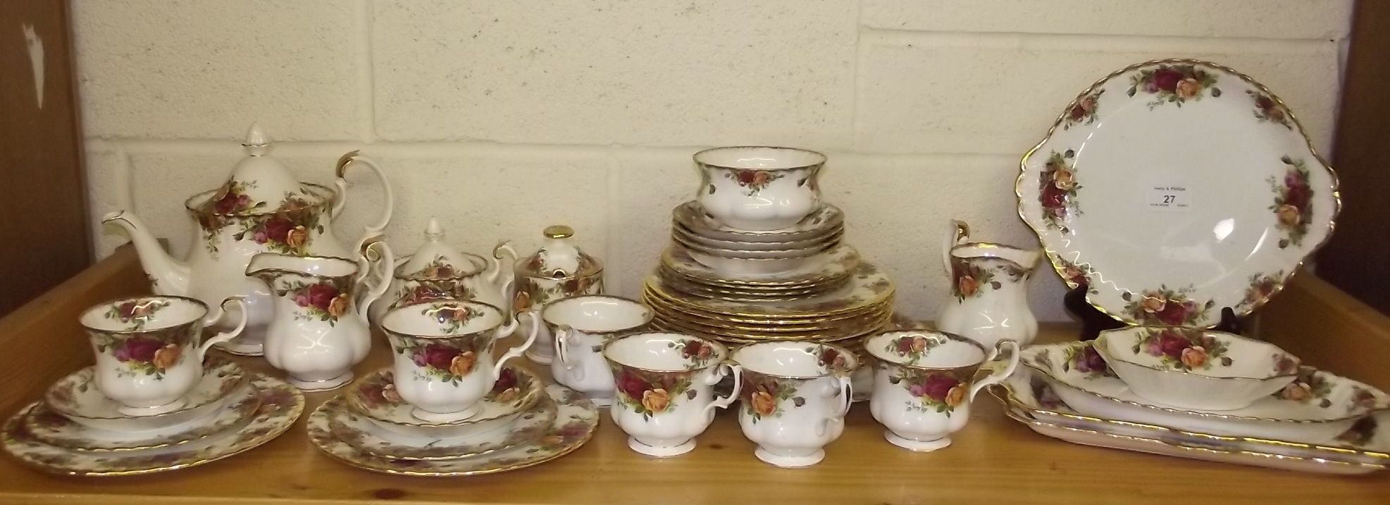 Royal Albert "Old Country Roses" Six Setting Tea Service and Cake & Sandwich Plates - 42 pieces.