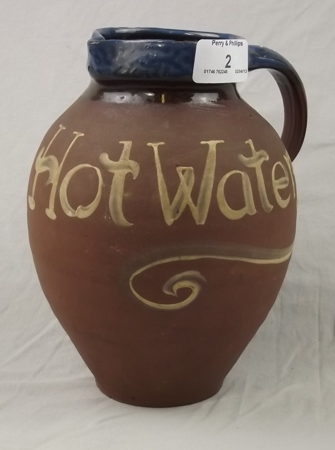 Devon Pottery Glazed "Hot Water" Jug.