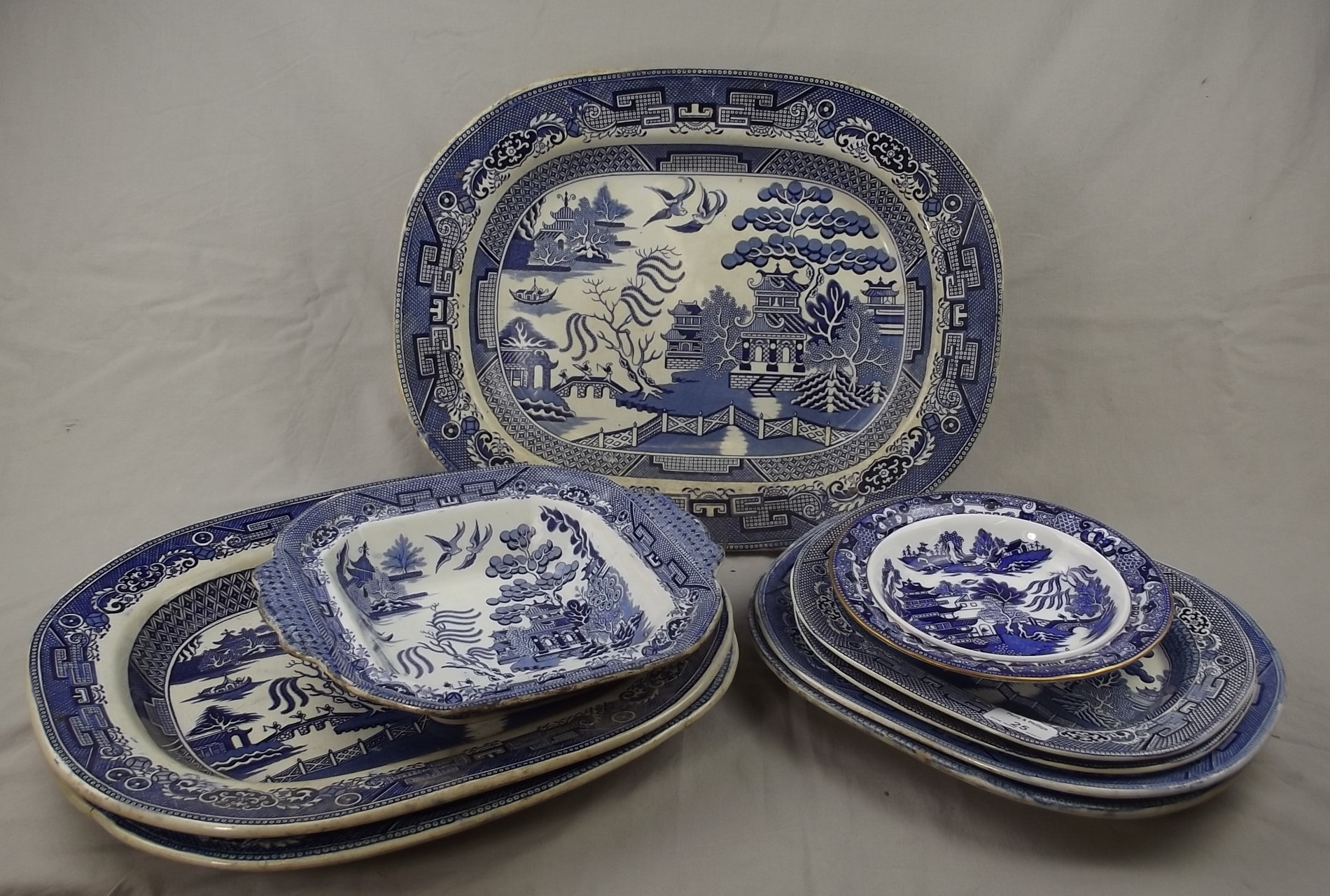 Quantity of Blue & White Meat Plates etc.