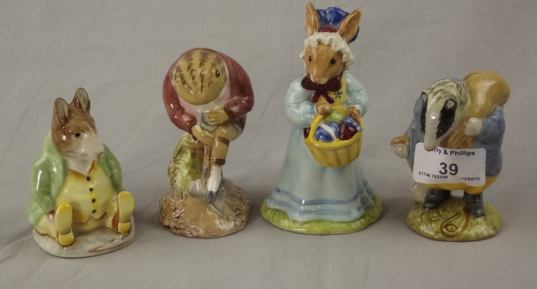 Four Beatrix Potter Figures - Two Beswick, one Royal Doulton and one Royal Albert.