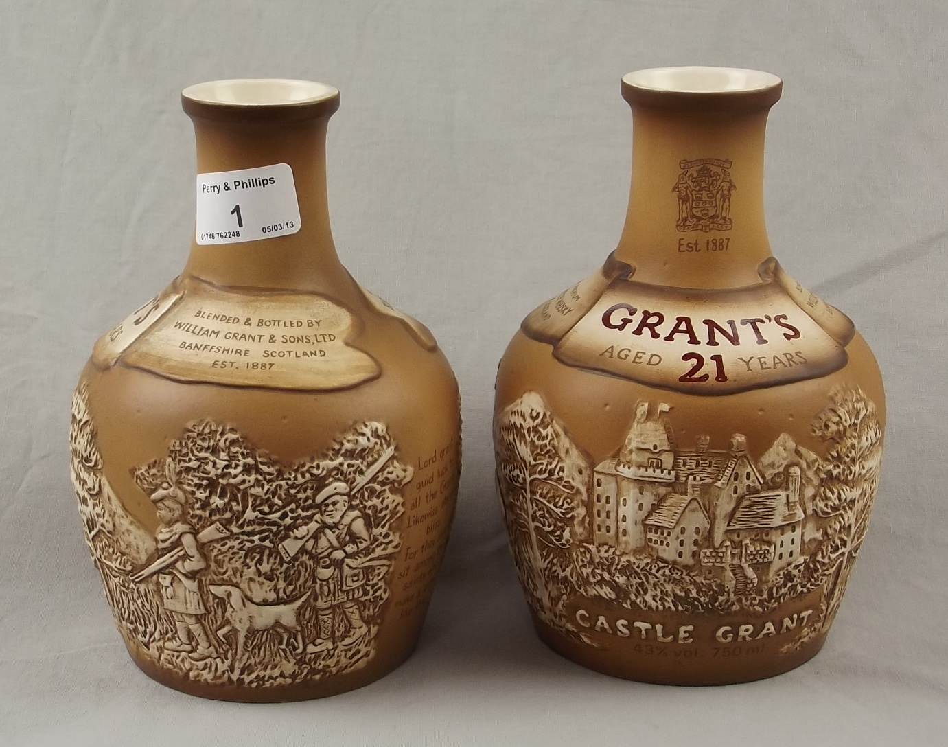 Pair of Royal Doulton Grants Whisky "Castle Grant" Decanters