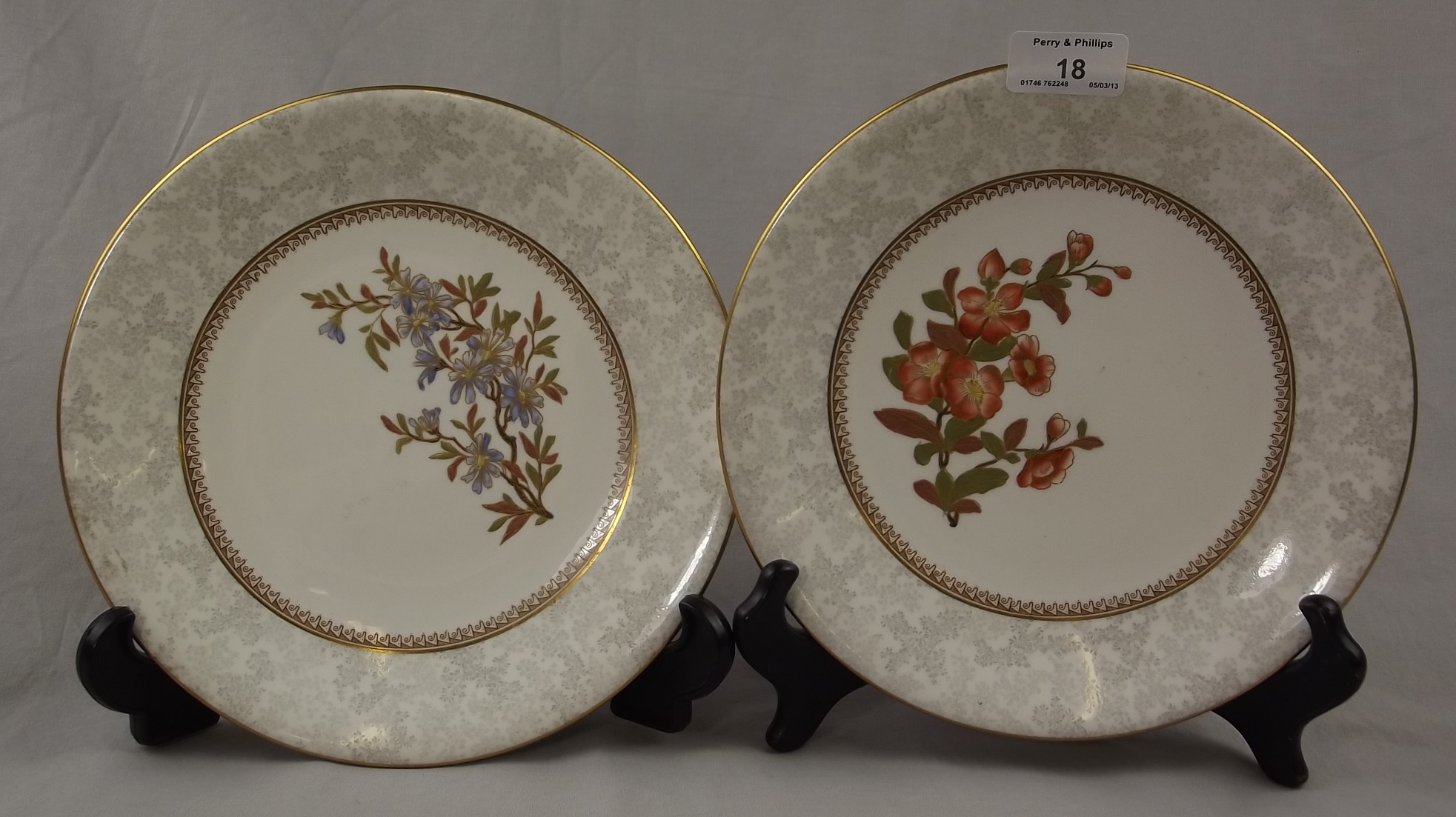 Two Royal Worcester Plates 1890 Decorated with Flowers W2256