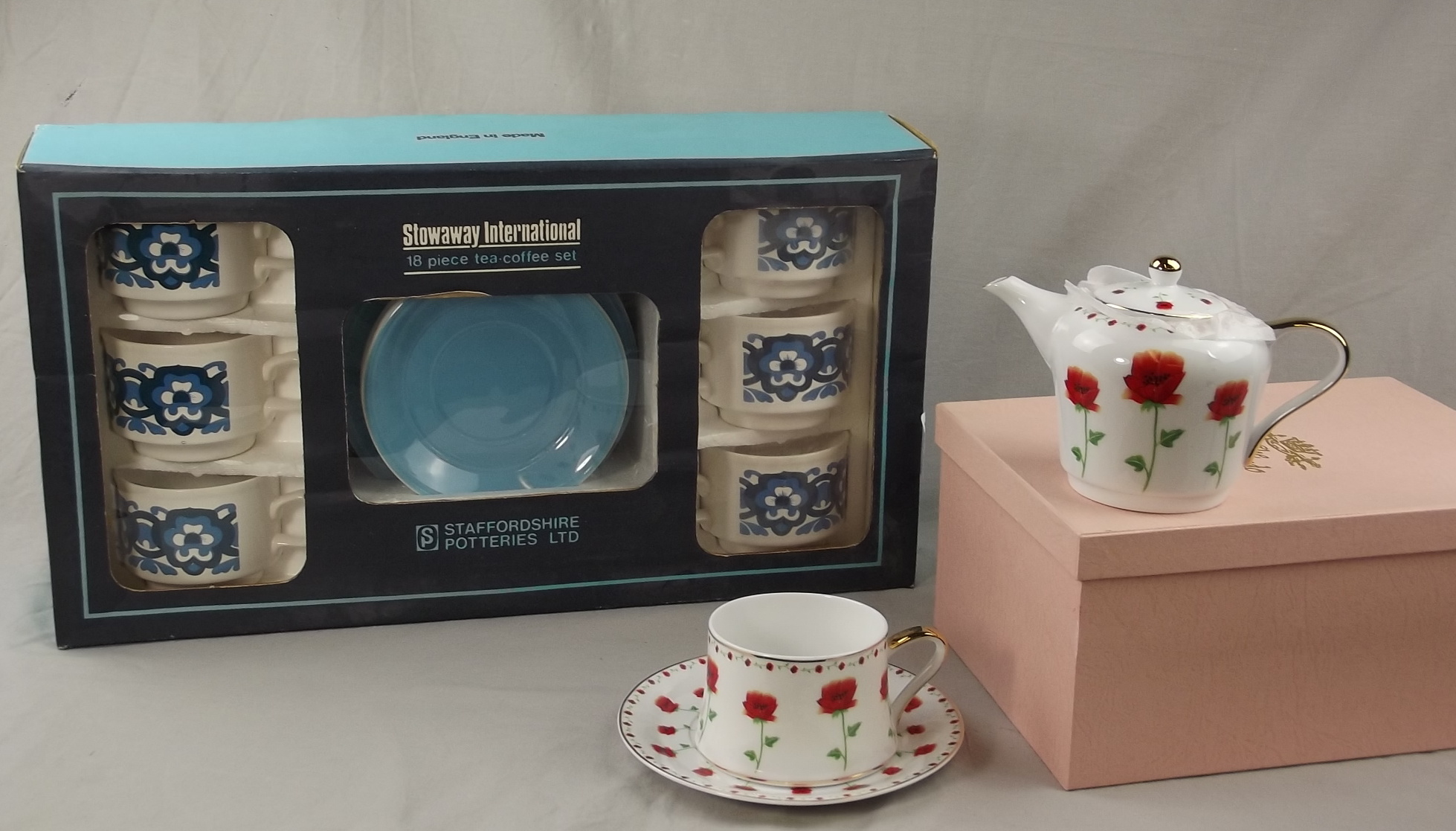 Boxed Staffordshire Potteries 18 Piece Coffee Set and a Boxed Leonardo Tea for One Set