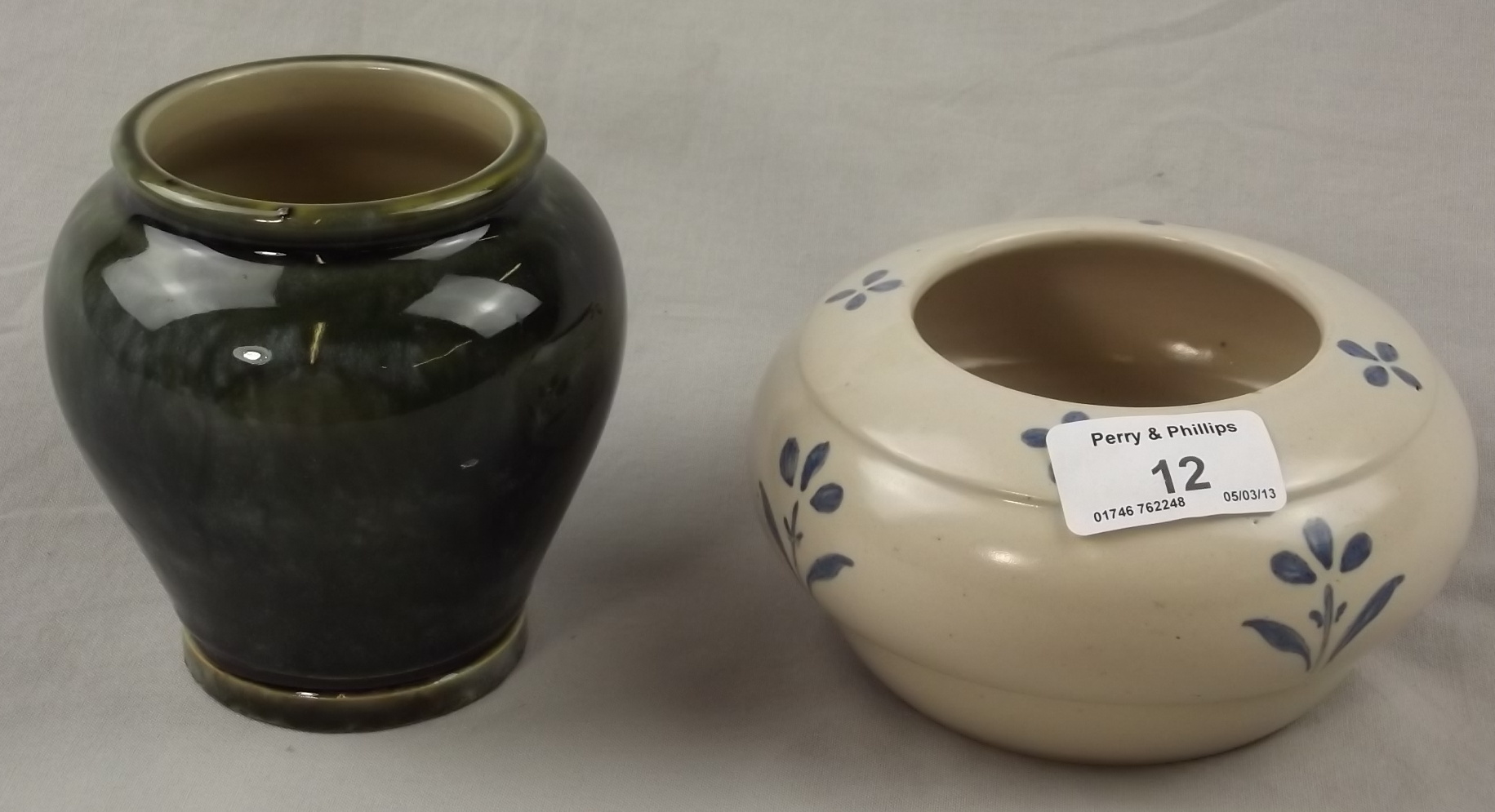 3" Royal Doulton Small Decorated Stoneware Bowl and a 4.5" Royal Doulton Stoneware Vase