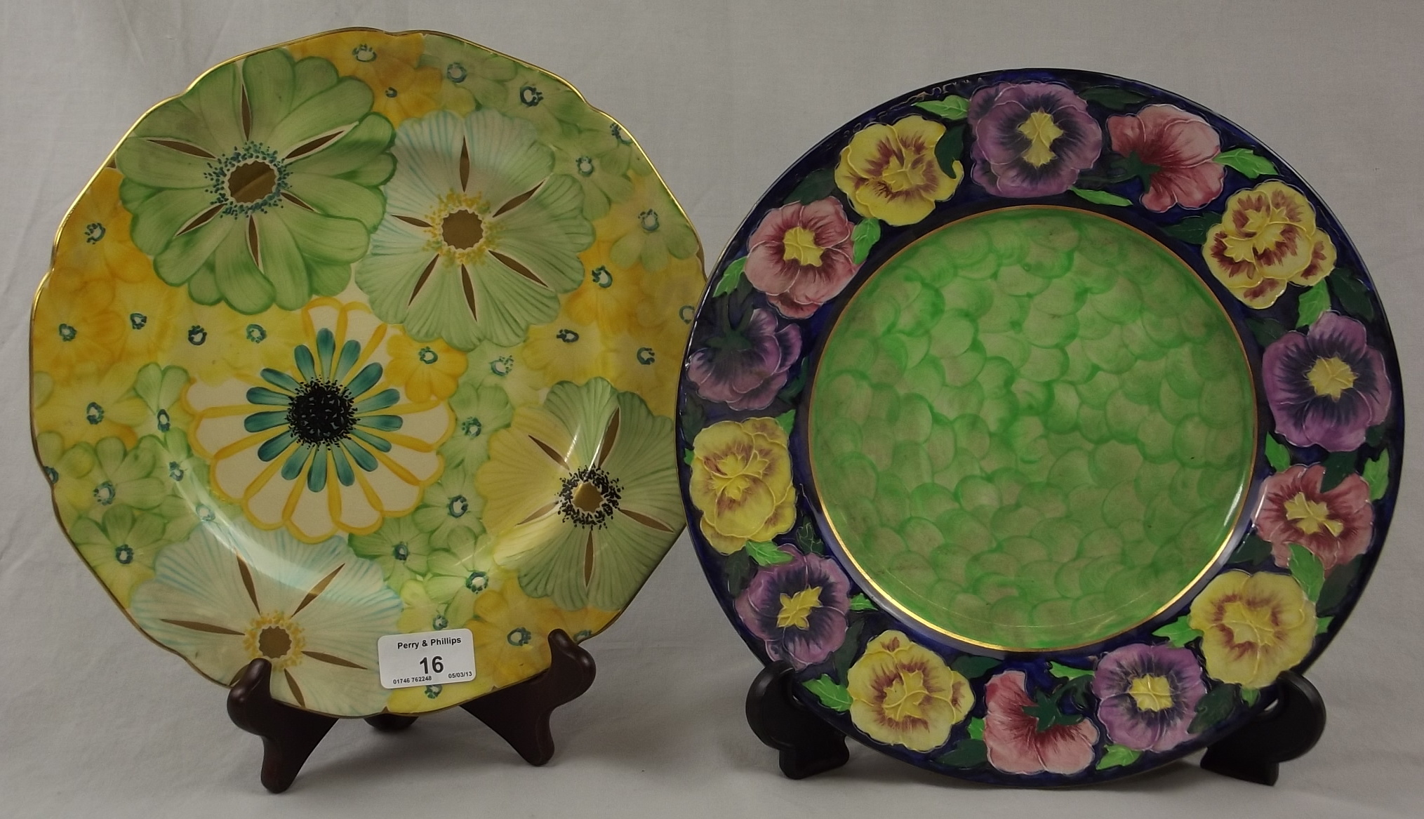 A Maling Decorated Plate and a Grays Pottery Decorated Plate