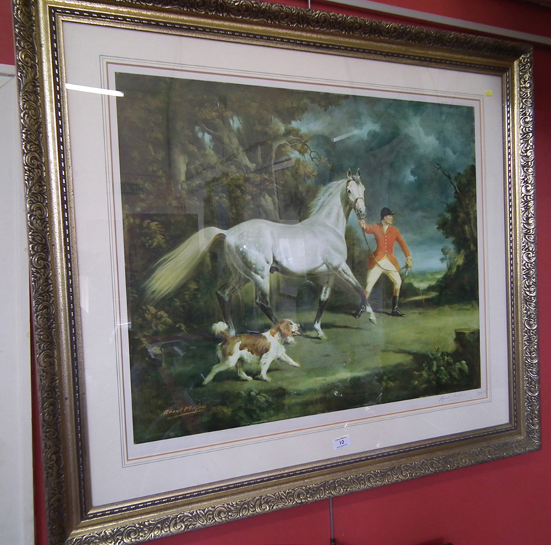 After Raoul Millais - `The Huntsman` - signed limited edition colour print, framed and glazed.