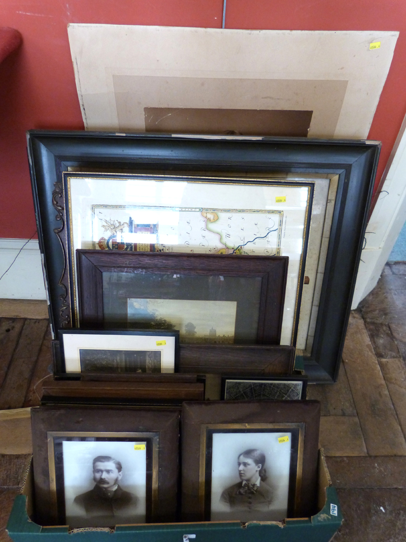 Pr Elliott and Fry picture frames, other mixed frames and prints etc Condition report: see terms and