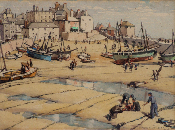 Stanley Smith A.R.C.A. (exh.1927-1938), "St. Ives", signed, watercolour and pencil, 27 x 37cm.; 10.