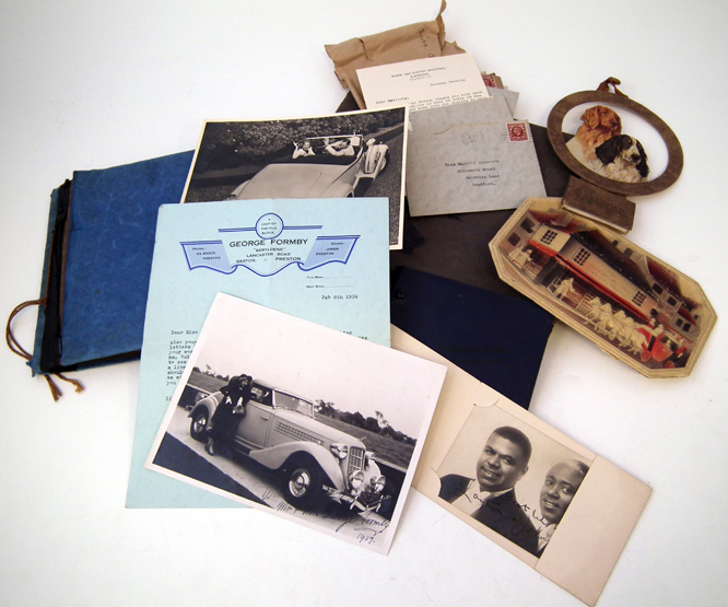 Autograph collection, signed photographs and letters including George Formby including one letter