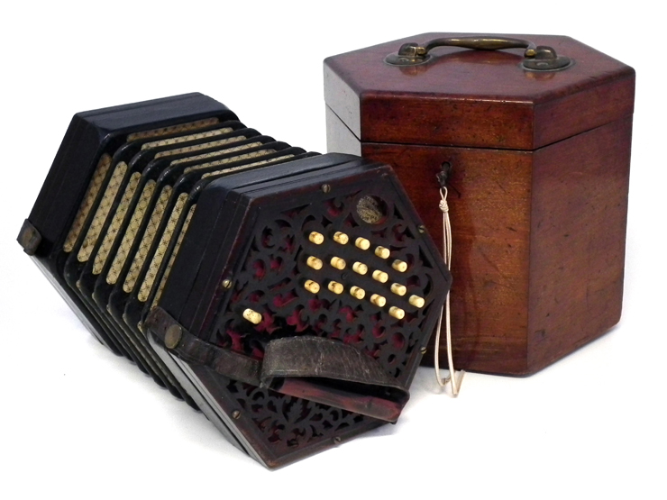 Lachenal concertina serial number 99831, with thirty two keys as well as an air release button,