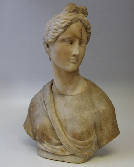 Composite marble bust of a lady, the lower part believed to be Greek, 2/3rd century and the top half